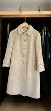 Womens Sager Tweed Pure New Wool Coat Herringbone Germany Balmacaan