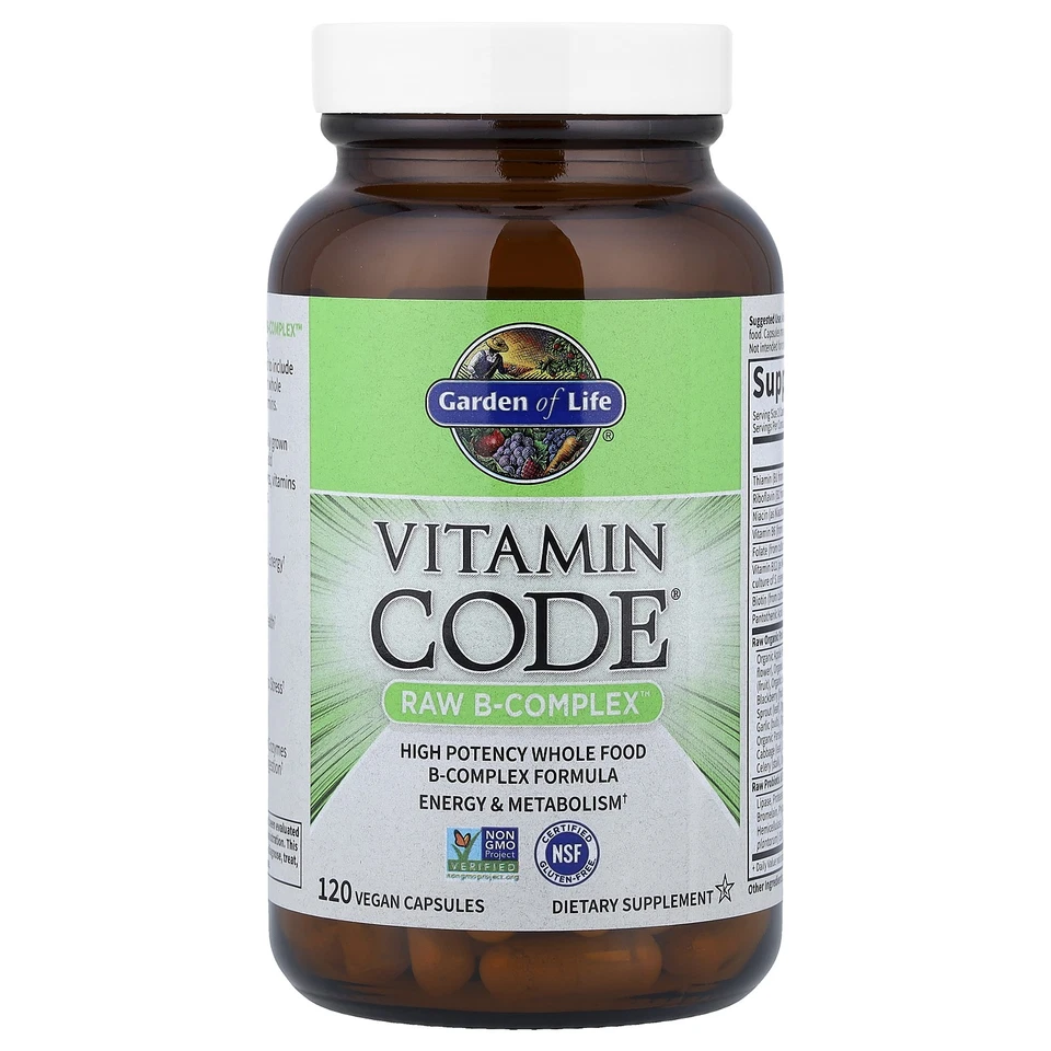 Garden of Life Vitamin Code Complejo B Crudo 120 Cápsulas Veganas Sin Gluten, Kosher, Sin Foto 3 de 3