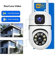 Lot of TWO (2) Dual Lens 1080P HD Security Camera Motion Detection 2-way audio