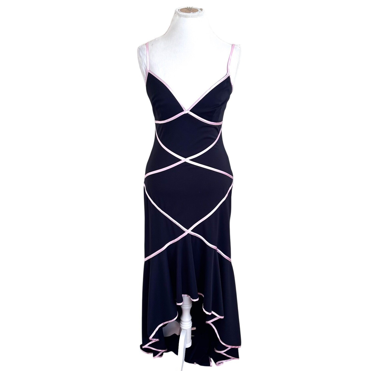 Blondie Nites Y2K Babydoll Dress Size 11 Black Pink Ribbon Whimsigoth Mermaid