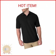 Hanes Men's Short Sleeve X-Temp W/ FreshIQ Polo, Black, Small