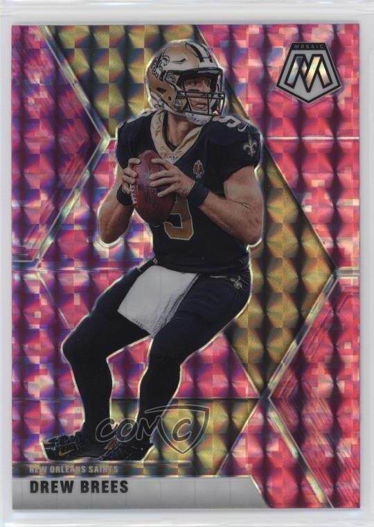 2020 Panini Mosaic Pink Camo Mosaic Prizm Drew Brees #142 13wb