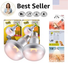 2-Pack 75W Reptile Heat Bulbs - UVA Daylight Basking Light for Reptiles