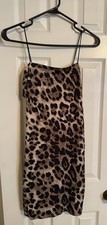 NWT Windsor Leopard Cheetah Animal Print Mini Bodycon Thin Strap Dress  L Large