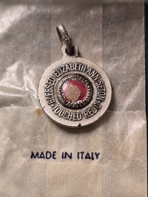 Vintage Elizabeth Ann Seton Touched Relic Catholic Saint Relic Medal ITALY 