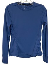 Spyder Active womens SMALL pullover BLUE top base layer side zip pocket
