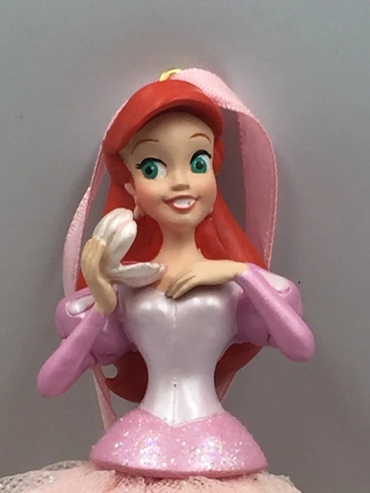 2012 Disney ARIEL en vestido rosa con almeja concha espejo adorno de Navidad 8" en caja Foto 3 de 4