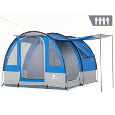 Zelt f&uuml;r 4 Personen Blau/Grau Tunnelzelt 2000 mm Campingzelt Outdoor CampFeuer