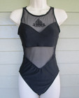 Vintage Jantzen Black Cut Out Mesh One Piece Womens Swimsuit - size 8