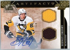 Sidney Crosby 2019-20 Upper Deck Artifacts Dual Jersey Autograph Card #110 5/8