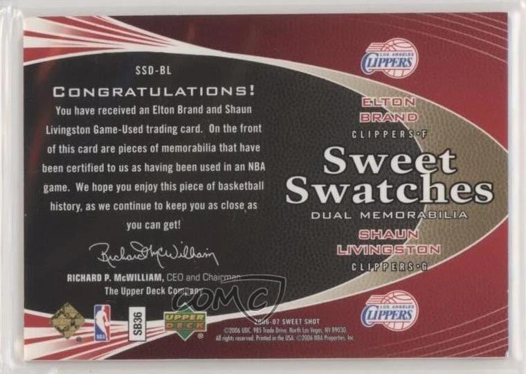2006-07 Sweet Shot Swatches Memorabilia Gold /25 Elton Brand Shaun Livingston - Image 2 of 2
