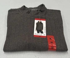 Matty M Women's Mock Neck Ribbed Tunic Top, Heather Pebble, Size M