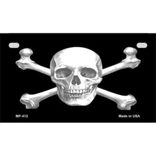 Skull and Crossbones Metal Motorcycle License Plate Tag Sign Car Truck Wall Home