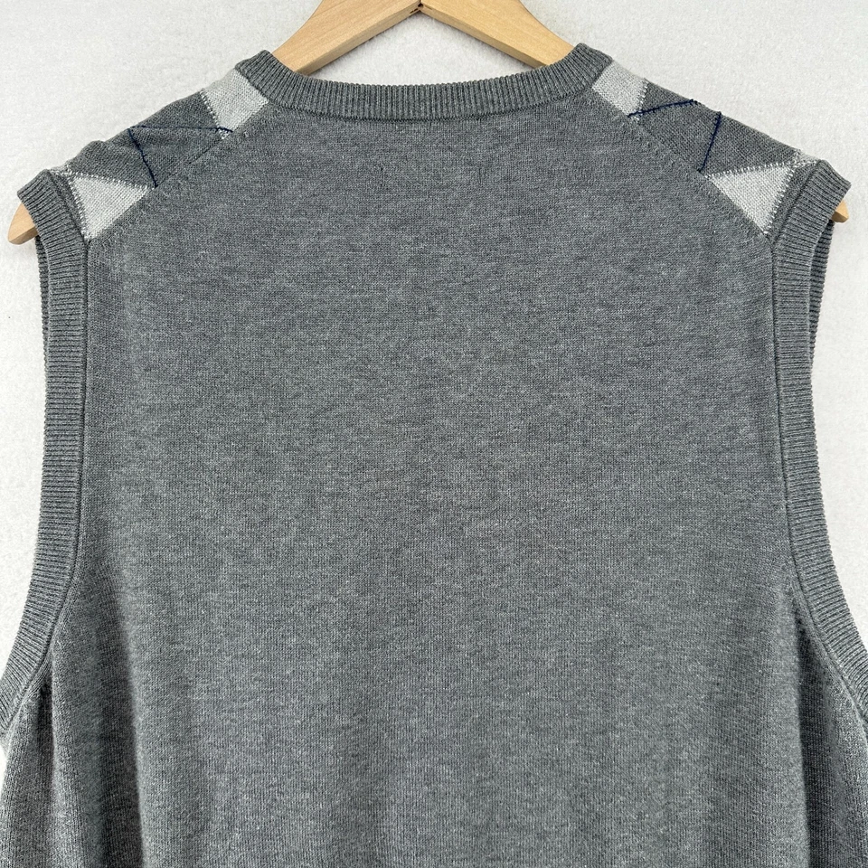 Chaleco Suéter JOHNSTON & MURPHY L Argyle Cuello en V Golf Abuelo Pima Algodón Gris Foto 4 de 4