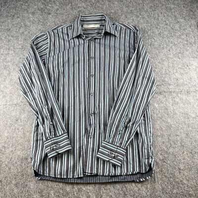 Perry Ellis Long Sleeve Button-Up Dress Shirt Men s Small Multicolor Striped