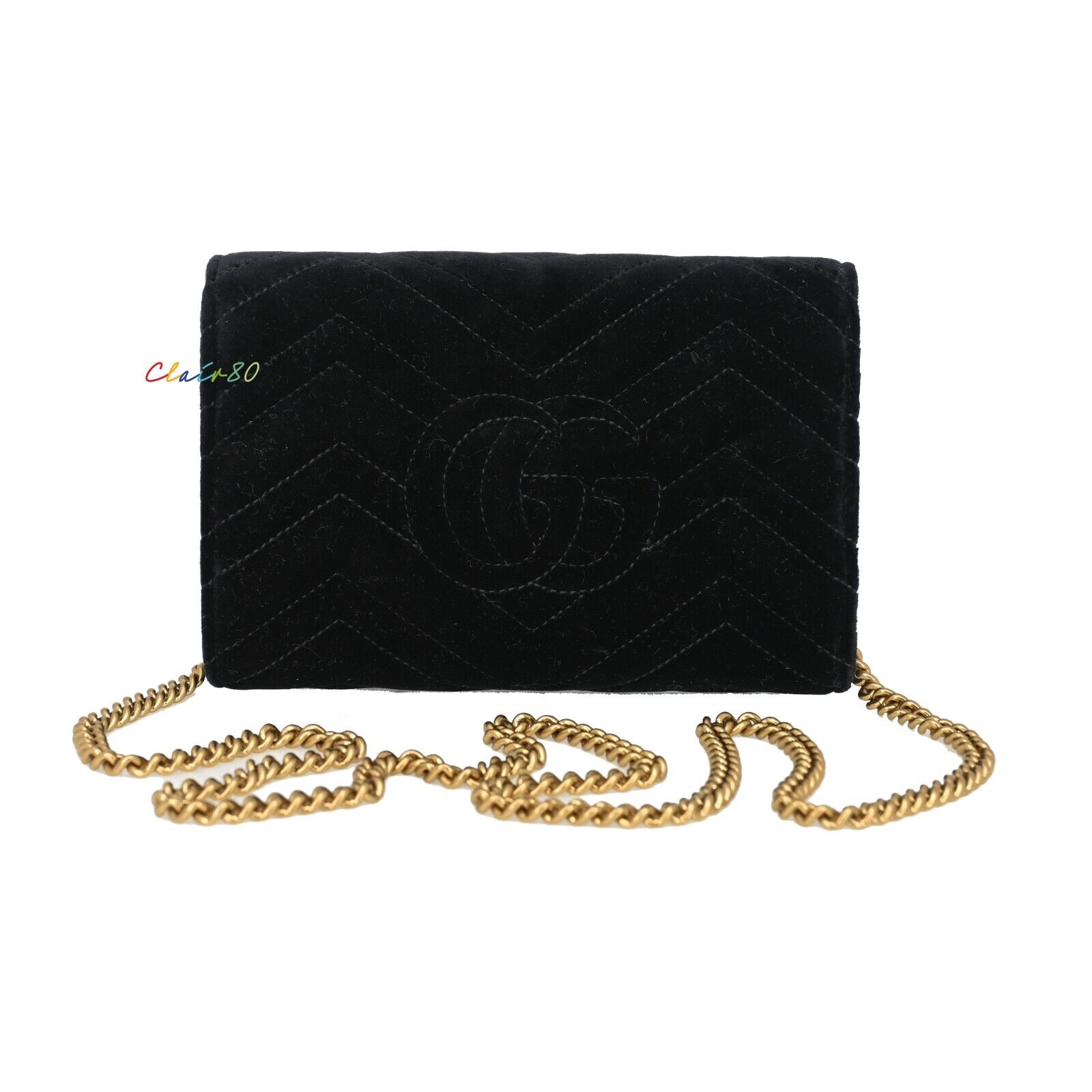 GUCCI GG Marmont Mini Velvet Quilted Shoulder Bag Black - MyDesignerly