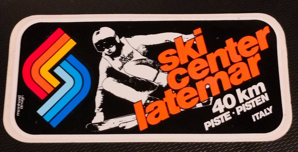 Autocollant Vintage Original Ski Center Latemar, Années 80, Fabriqué En Italie