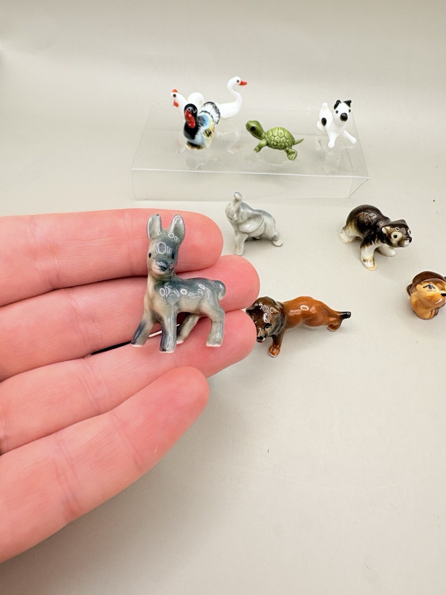 Vintage 1960/70s Set of 11 Mini Hand Blown Glass Animal Figures