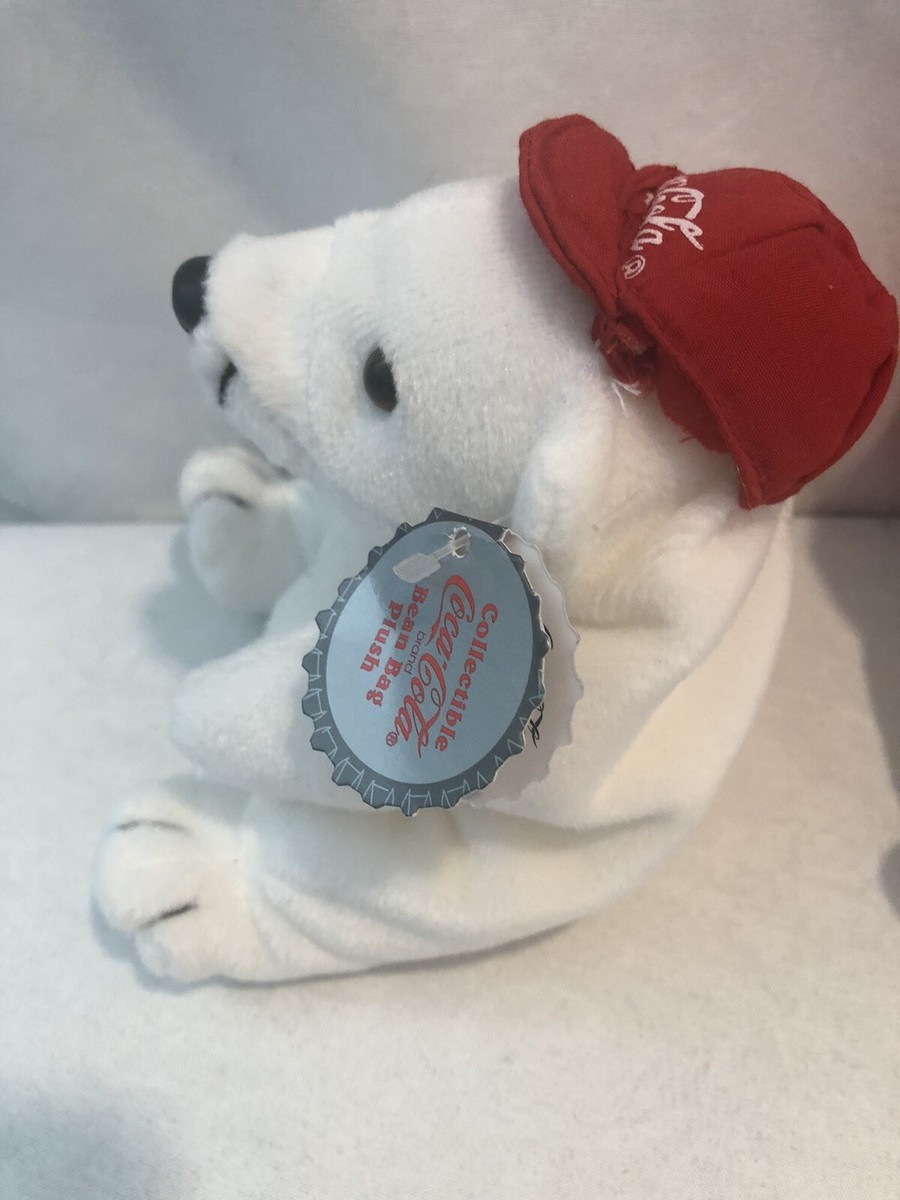 1997 COKE Polar Bear Red Shirt Red Hat Bottle Beanie Bean Bag