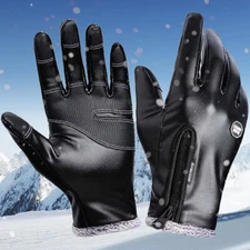 Winter Touchscreen Leather Waterproof Gloves Ski Cycling Driving Warm Mittens