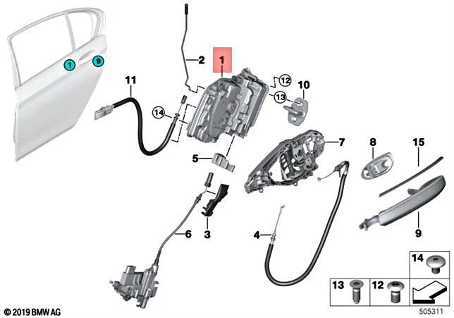 Genuine BMW X5 G05 G07 G12 G30 G31 G32 518d System Lock Rear Right 