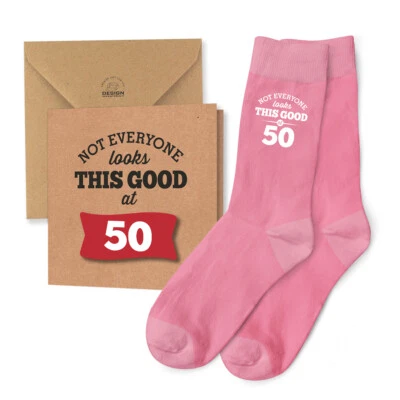 50th Birthday Card & 50th Birthday Gift Socks for Women Funny Keepsake Present
