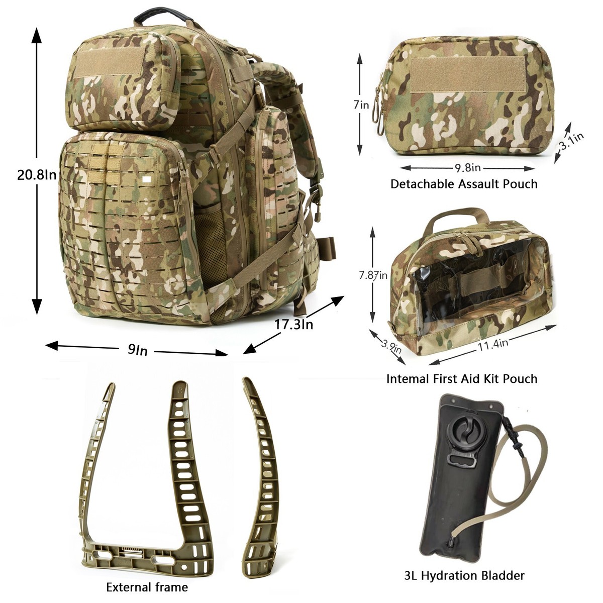 MT Military 3Day Rucksack with External Frame 2.0 MOLLE Medium