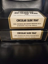 2 Vintage GM Laboratories Circular 80-Slide Trays for Skan, Continental and Caro