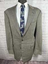 CHAPS by RALPH LAUREN Mens Beige HERRINGBONE Sport Coat Blazer Jacket SIZE 44L