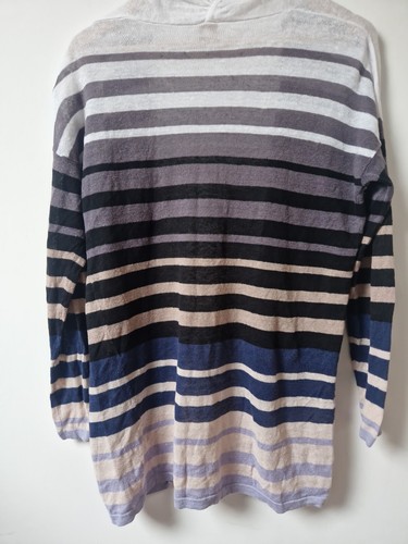 East Linen Striped Open Style Cardigan Top Size M - Picture 6 of 6