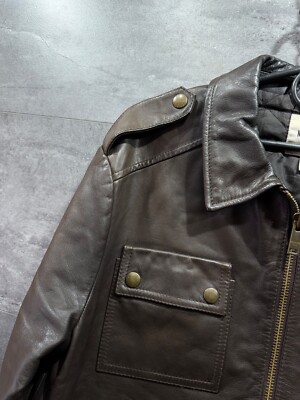Moschino jeans leather men's jacket Brown Biker Size 52 (M) | eBay