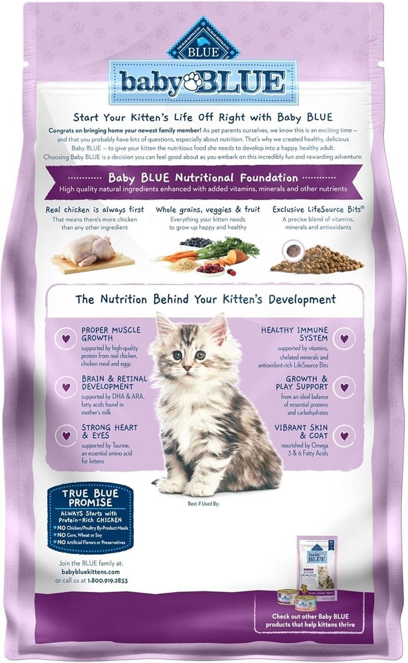 Blue Buffalo Baby BLUE Natural Kitten Dry Cat Food, Healthy Growth