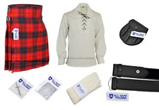 Men Scottish 9 Pieces 8 Yards Kilt Outfit with Sporran, Robertson Tartan