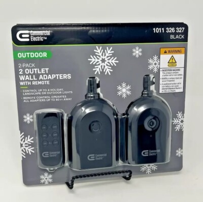 Commercial Electric Wireless Indoor/Outdoor Remote Control with 2 Outlets-2 Pack