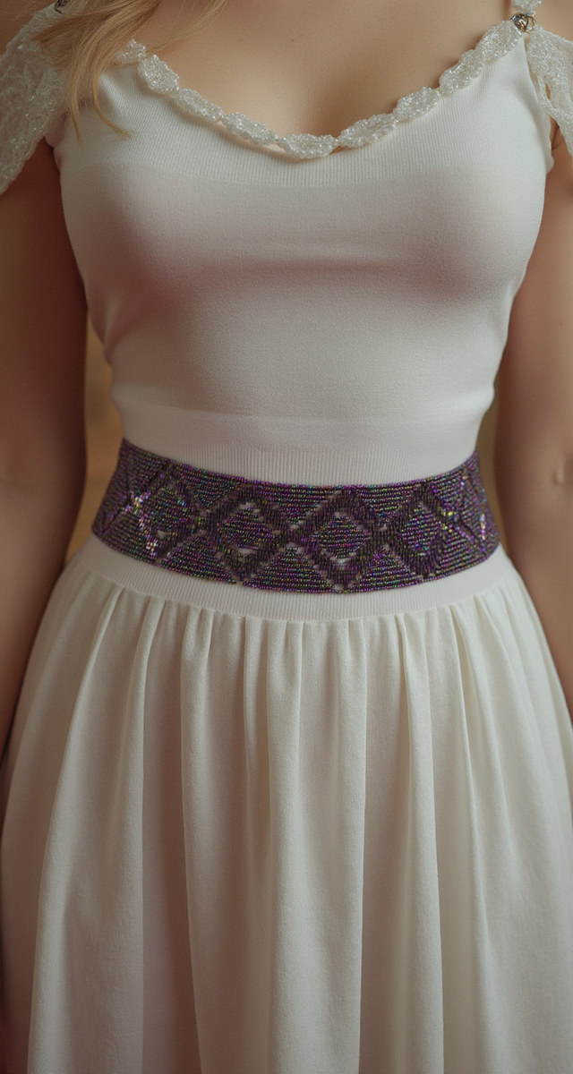 9567 Women Fashion Purple Beads Band Wrap Around Tie Belt Hip High Waist Women Fashion Purple Beads Band Wrap Around Tie Belt Hip  main image 2