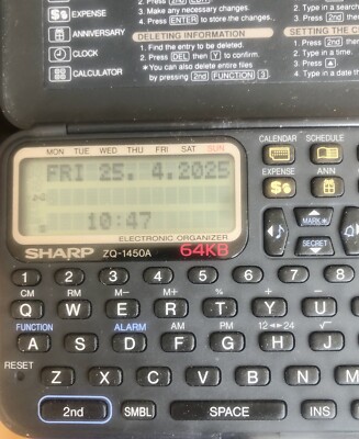 Sharp Electronic Organizer ZQ-1450A 64KB Datum Set frische Zellen