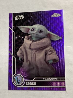 2023 Topps Chrome Star Wars Purple Wave Grogu Mudhorn Refractor