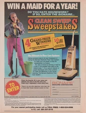 Bionaire Vacuums 1985 Vintage Print Ad Page Floor Care System Woman Sweepstakes