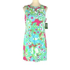 Lilly Pulitzer Lindy PB Pink Delicacy Colorful Shift Dress 8 NEW Pearl Mini
