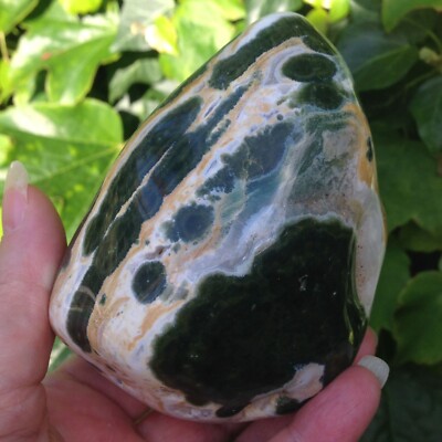 Ozeanjaspis Orbicular Kristall Gesetz der Anziehung 532g 9,3x7,3x5,4cm