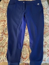 PIPER womens Riding pants by SMARTPAK WINTER KNEE PATCH BREECH 38R NAVY BLUE NWT