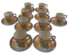 Vtg Japanese Lusterware Demitasse Cups  Saucers Set of 10 Hand Painted Japan