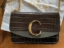 CHLOE C Double Bag marrone cioccolato coccodrillo come nuova NP 1450 Marcie Crossbody