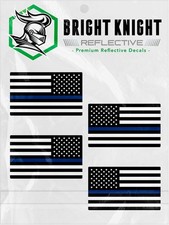 Reflective American Flag Decal Sticker, 2" x 1" Blue Retro-Reflective Vinyl, 2 P