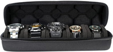 Watch Case for and Storage 5 Slots Black ,Hard Watch Case Storage Box Display