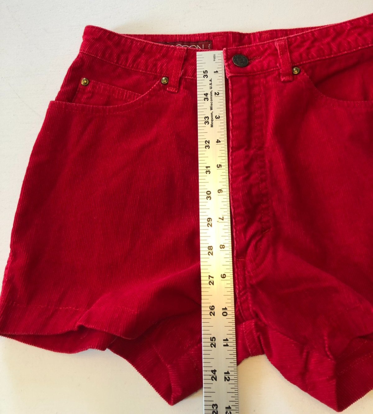 RARE Sasson vtg 70s Corduroy Shorts Madame Sz 12 True Red JAPAN Cut-Offs