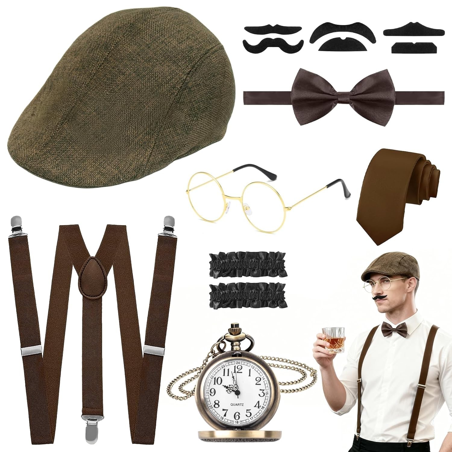 Accessoire Année 20 Homme pour Costume de Gangster des Années 1920 et Déguisement Gatsby