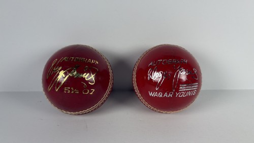 Waqar Younis Autograph Model Cricket Balls - Lot of 2 - MCC Regulation 5 1/2 OZ