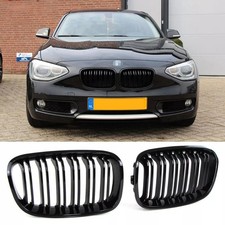 Front Kidney Grille For BMW 1 Series F20 F21 2011-2014 PRE-LCI Gloss Black Grill