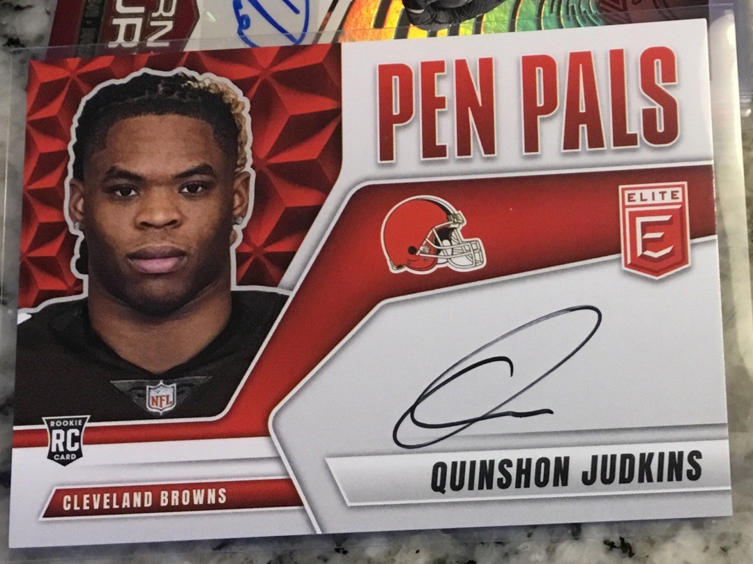 2025 Panini Donruss Elite Quinshon Judkins RC Pen Pals On Card Auto ~ Browns